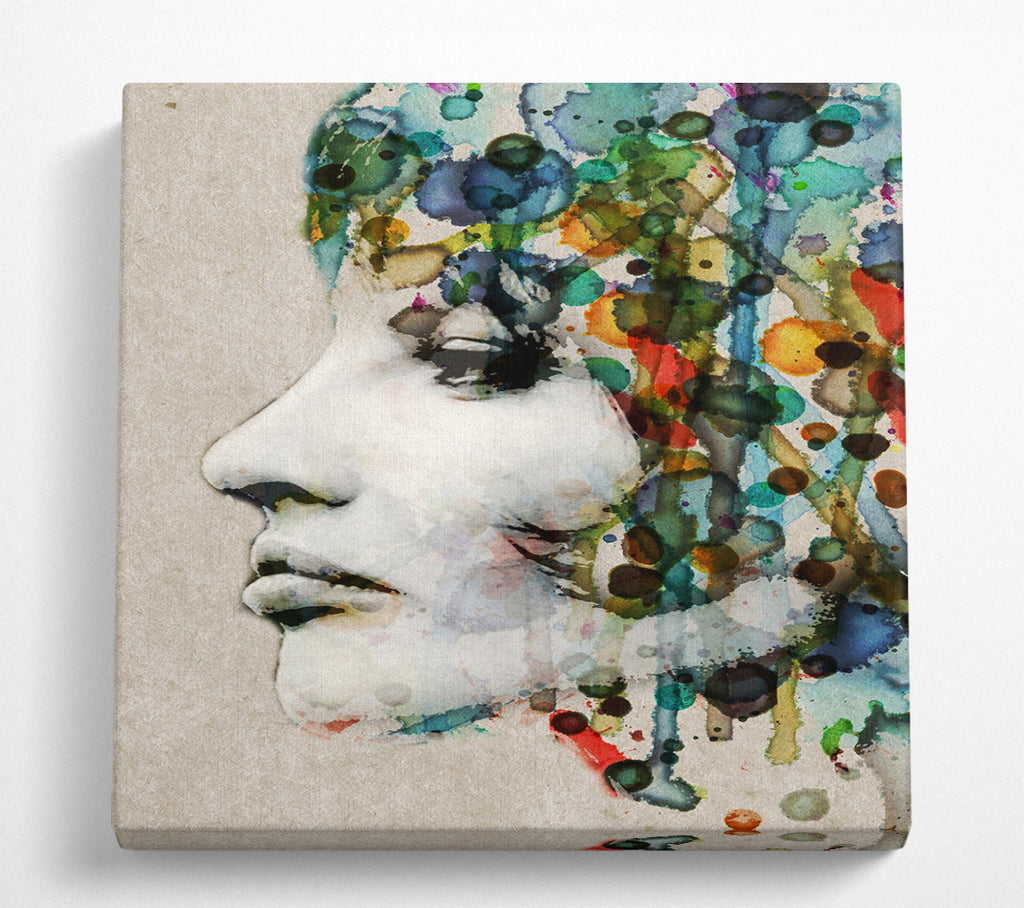 A Square Canvas Print Showing Vintage Woman Square Wall Art