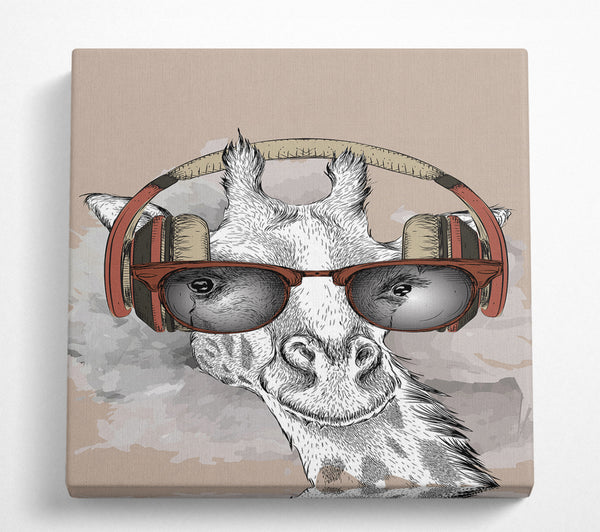 A Square Canvas Print Showing Funky Giraffe Square Wall Art