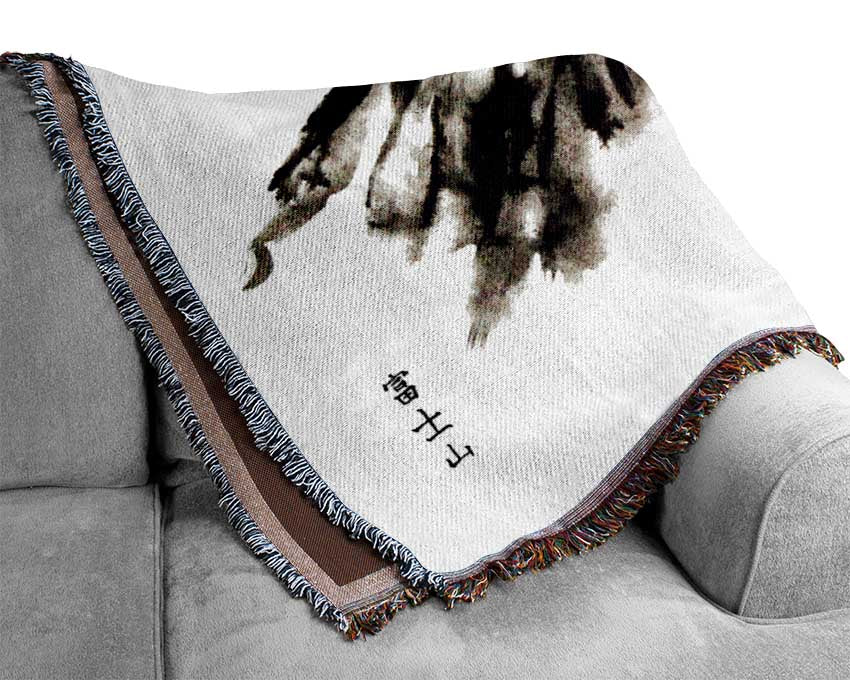 Japanese Cherry Blossom Mountain Woven Blanket