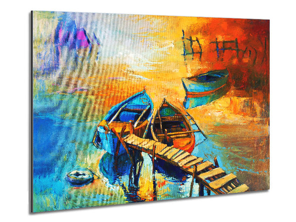 Golden Sail Boat Waters Metal Print