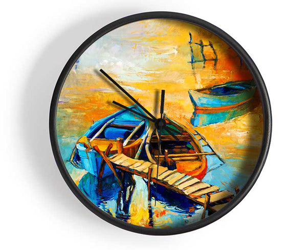 Golden Sail Boat Waters Clock - Wallart-Direct UK