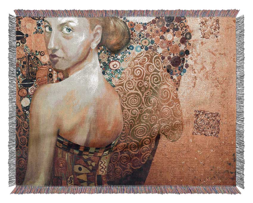 Klimt Golden Woven Blanket