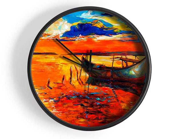 Fire Orange Waters Clock - Wallart-Direct UK