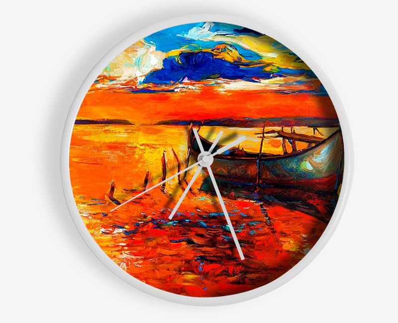 Fire Orange Waters Clock - Wallart-Direct UK