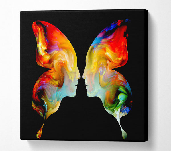 A Square Canvas Print Showing Butterfly Merge Square Wall Art
