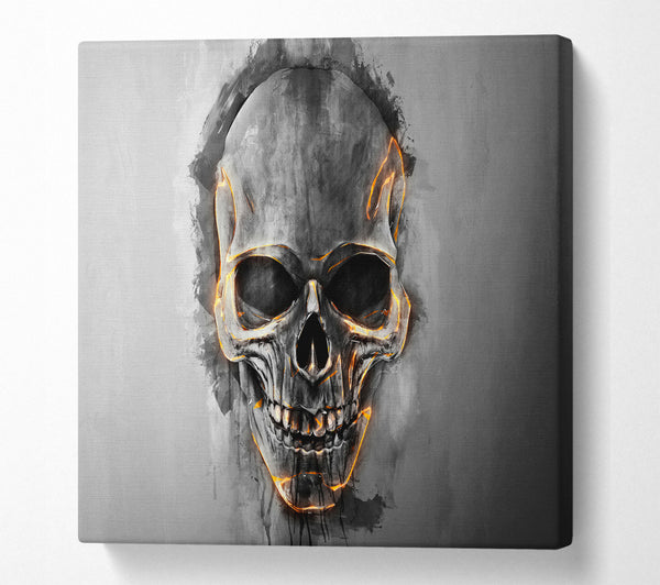 A Square Canvas Print Showing Fire Skull Square Wall Art