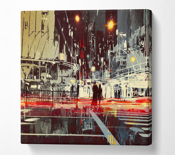 A Square Canvas Print Showing Energy Of The City Square Wall Art