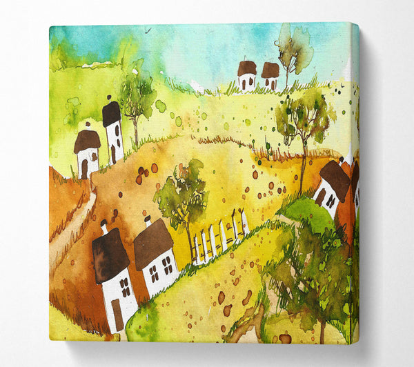 A Square Canvas Print Showing Countryside Living Square Wall Art