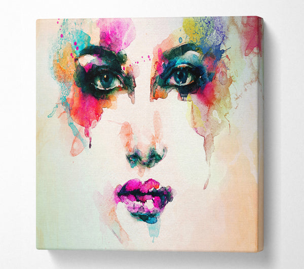 A Square Canvas Print Showing Rainbow Face Square Wall Art
