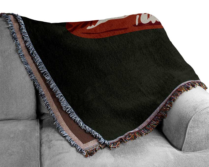 Red Lip Bite On Grey Woven Blanket