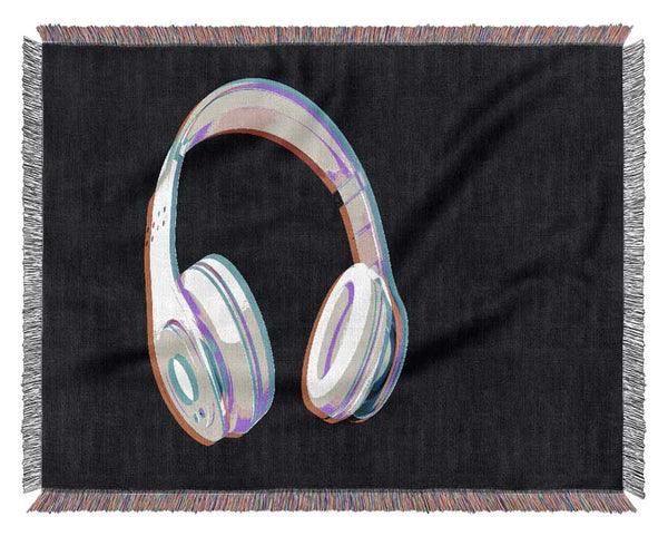Funky Pink Headphones Woven Blanket