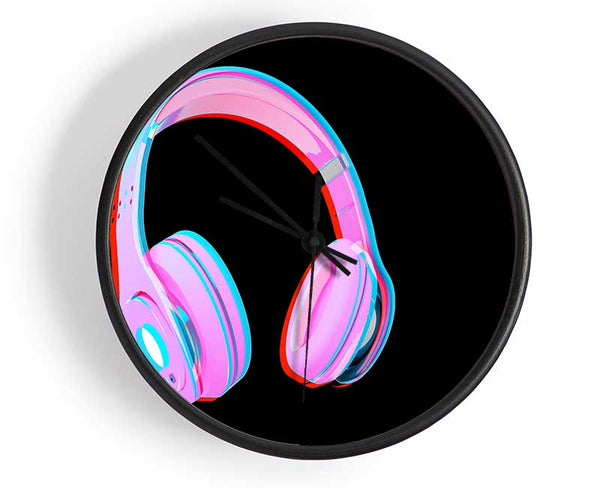 Funky Pink Headphones Clock - Wallart-Direct UK