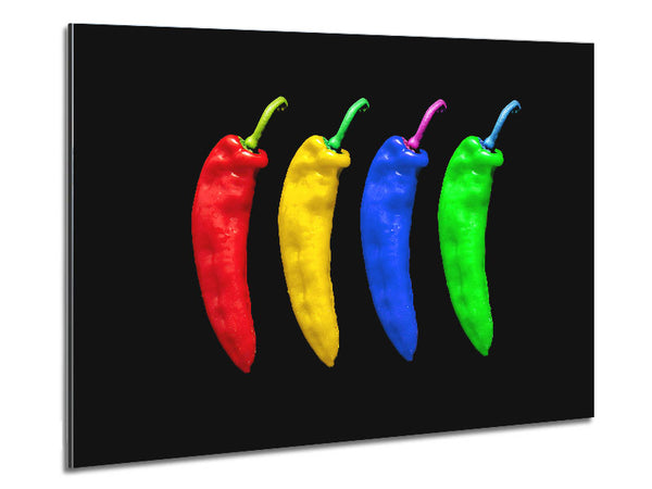 Vivid Chilis Metal Print