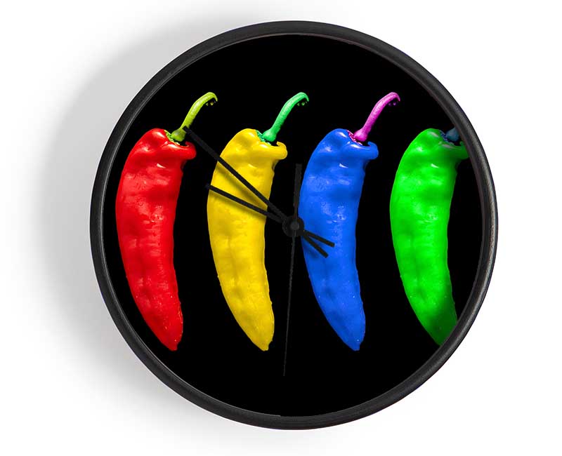 Vivid Chilis Clock - Wallart-Direct UK