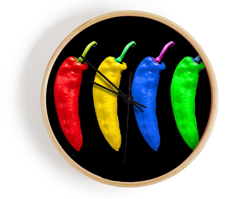 Vivid Chilis Clock - Wallart-Direct UK