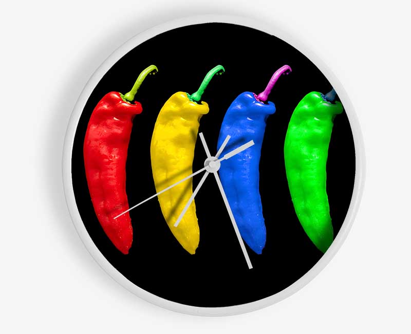 Vivid Chilis Clock - Wallart-Direct UK