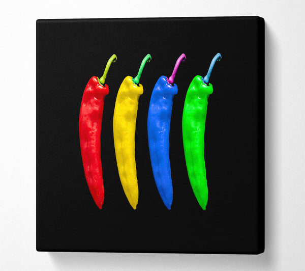 A Square Canvas Print Showing Vivid Chilis Square Wall Art