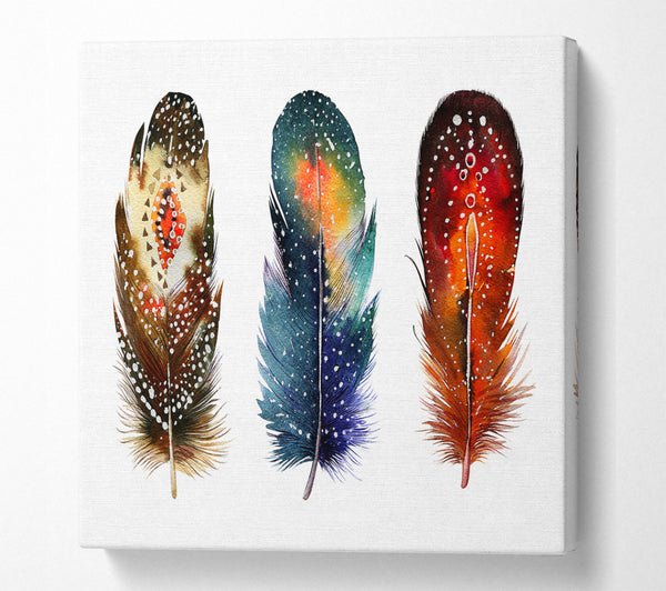 A Square Canvas Print Showing Indian Feathers Square Wall Art