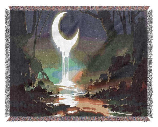 Lava Moon Melting Into The River Woven Blanket