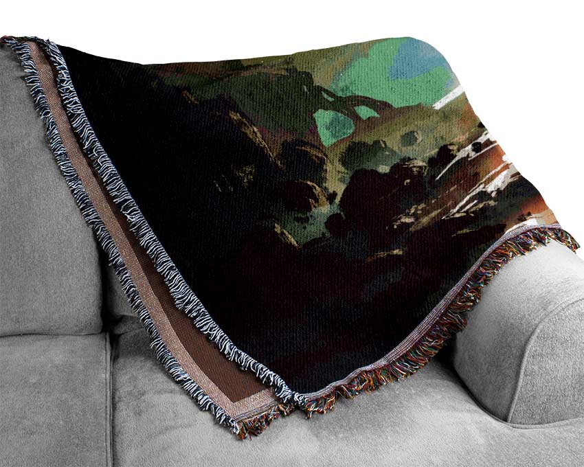 Lava Moon Melting Into The River Woven Blanket