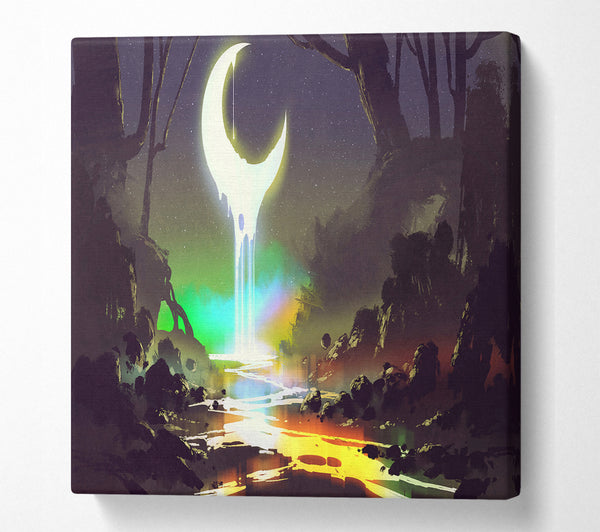 A Square Canvas Print Showing Lava Moon Melting Into The River Square Wall Art