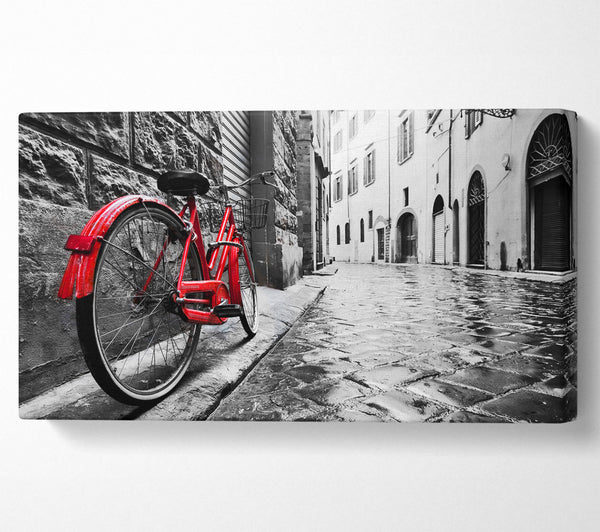 Red Bicycle In The Cobbled Streets