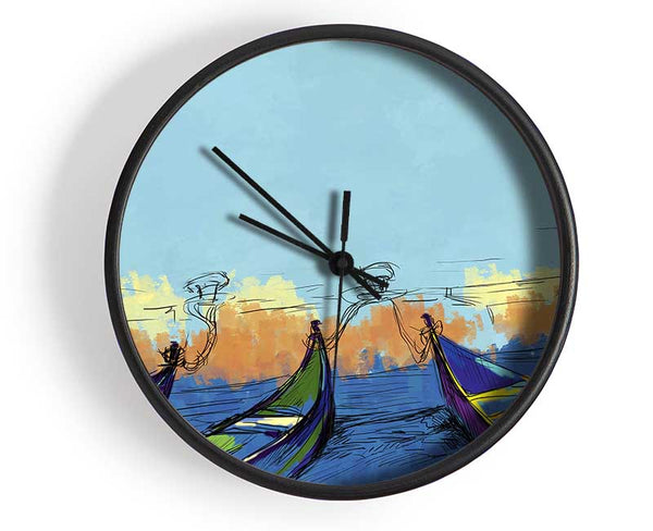 Gondolas In Venice Clock - Wallart-Direct UK