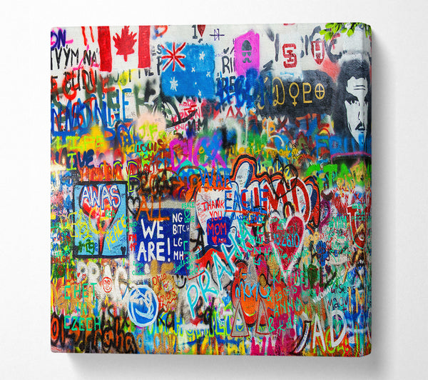 A Square Canvas Print Showing Graffiti Overload Square Wall Art