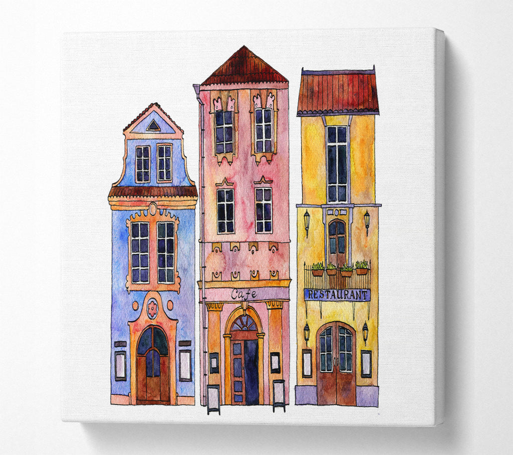 A Square Canvas Print Showing Town Houses In Paris Square Wall Art