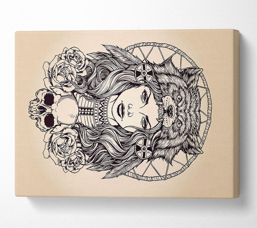 Picture of Indian Bear Woman Canvas Print Wall Art