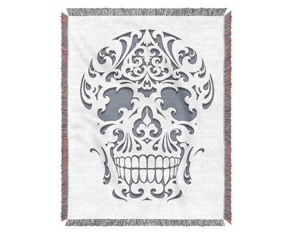 Mexican Grey Skull Woven Blanket