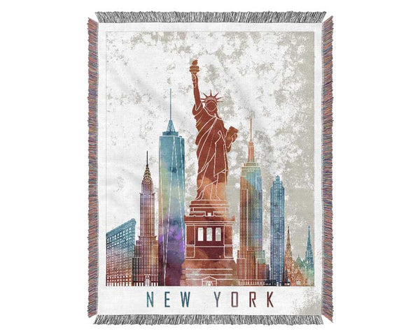 Rainbow New York Woven Blanket