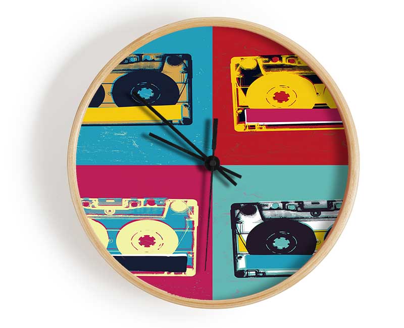 Pop Art Cassette Day Clock - Wallart-Direct UK