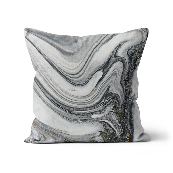 Grey And Gold Marble Stone Abstract Cushion