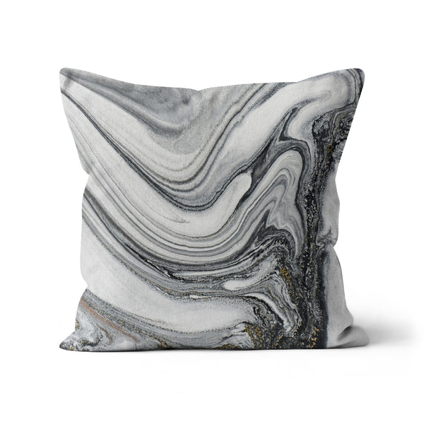 Abstrakter Marmorstein in Grau und Gold Kissen