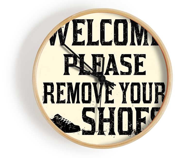 Welcome Please Remove Your Shoes Clock - Wallart-Direct UK