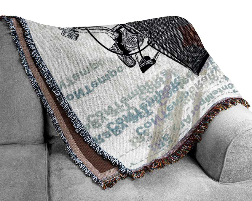 Red Star Bike Woven Blanket