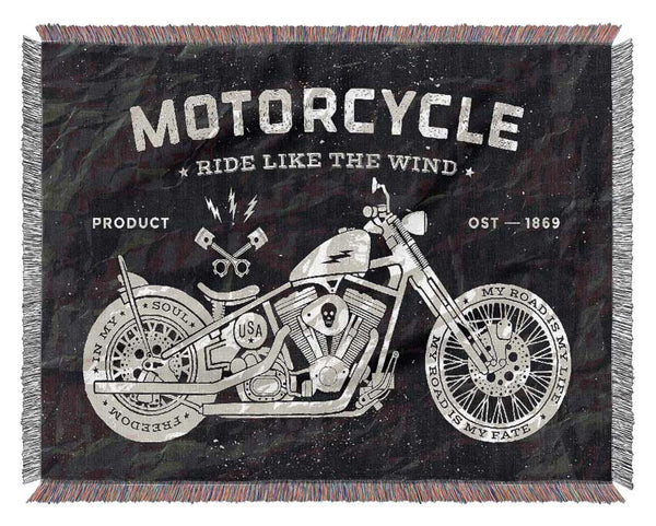 Motorcycle Ride Like The Wind Woven Blanket