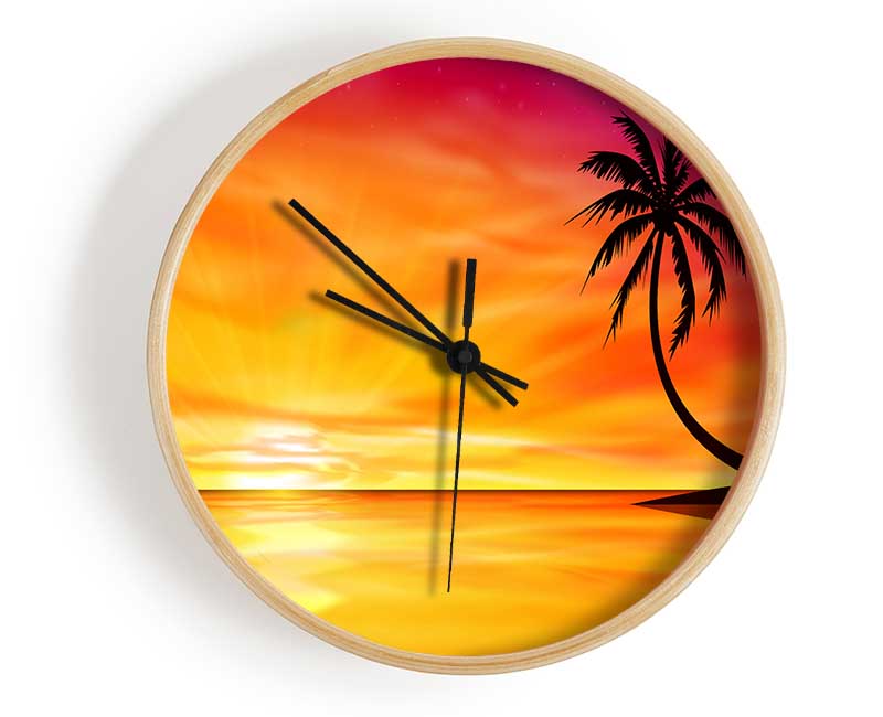 Ripples Of The Ocean Sunset Clock - Wallart-Direct UK