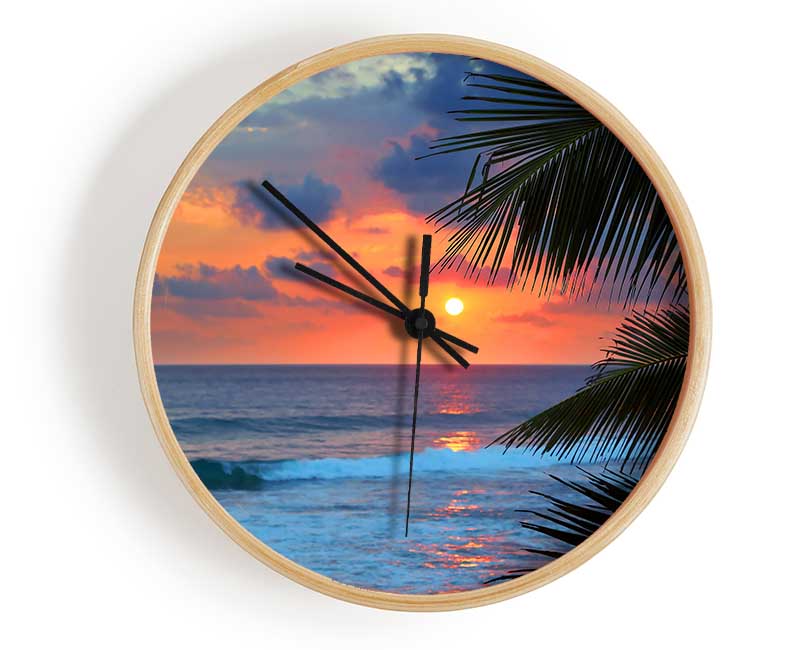 Stunning Blue Ocean Sunset Clock - Wallart-Direct UK