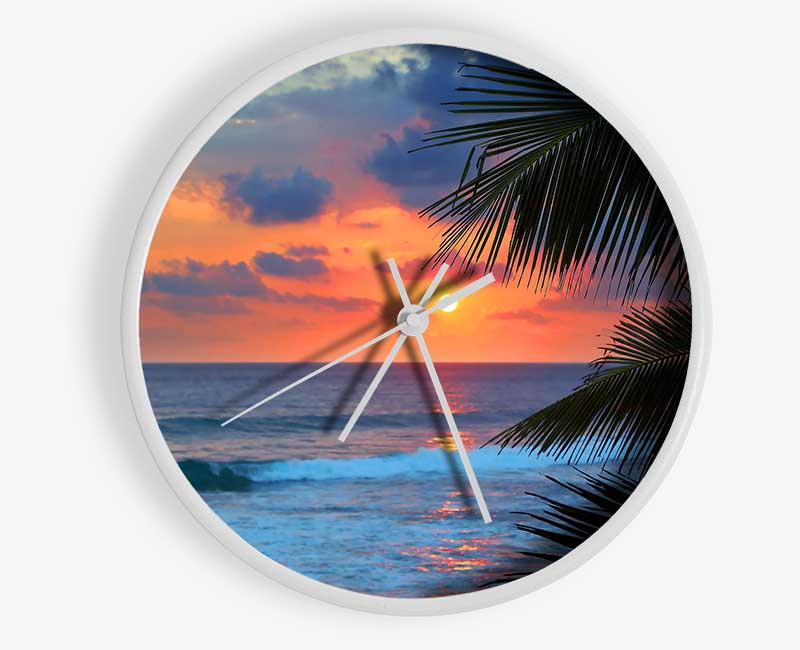 Stunning Blue Ocean Sunset Clock - Wallart-Direct UK