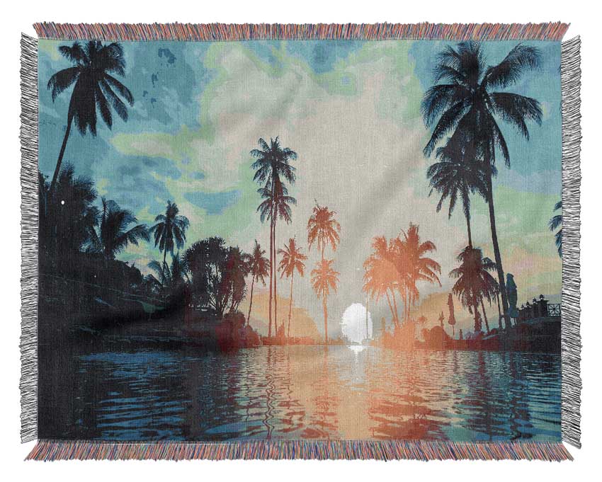 Palm Tree Waters Woven Blanket