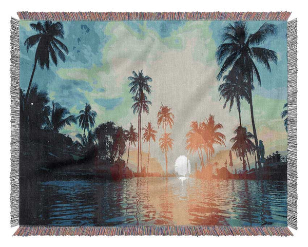 Palm Tree Waters Woven Blanket
