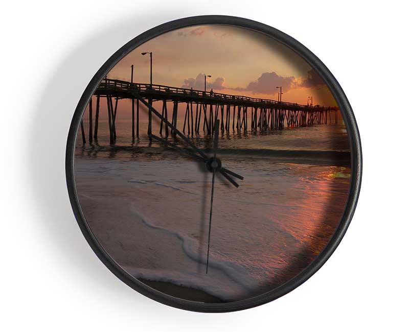 Sunset Pier Clock - Wallart-Direct UK