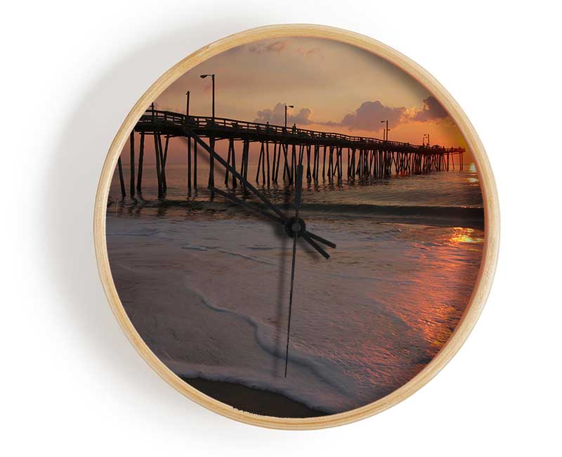 Sunset Pier Clock - Wallart-Direct UK