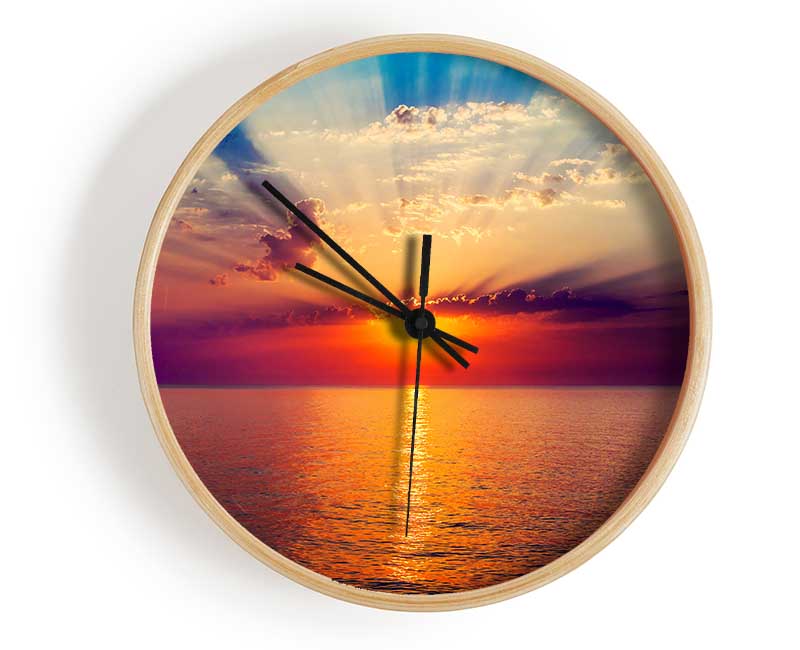 Sunrays Over The Ocean Clock - Wallart-Direct UK