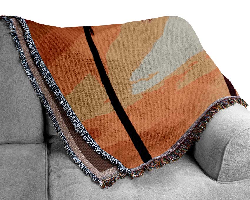 Sunset Between The Palm Trees Woven Blanket