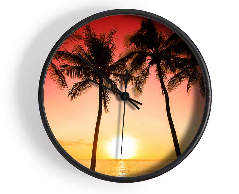 Sunset Between The Palm Trees Clock - Wallart-Direct UK