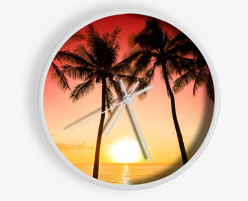 Sunset Between The Palm Trees Clock - Wallart-Direct UK