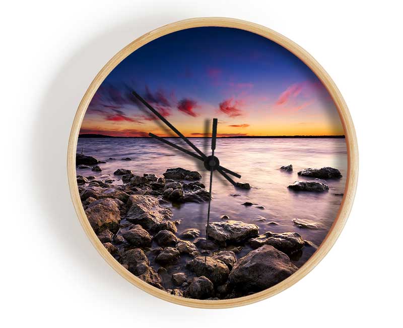 Serene Ocean Rocks Clock - Wallart-Direct UK
